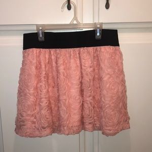 Pink Floral Textured Skirt